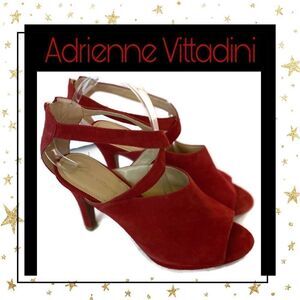 Adrienne Vittadini Red Suede Leather Heels 8.5